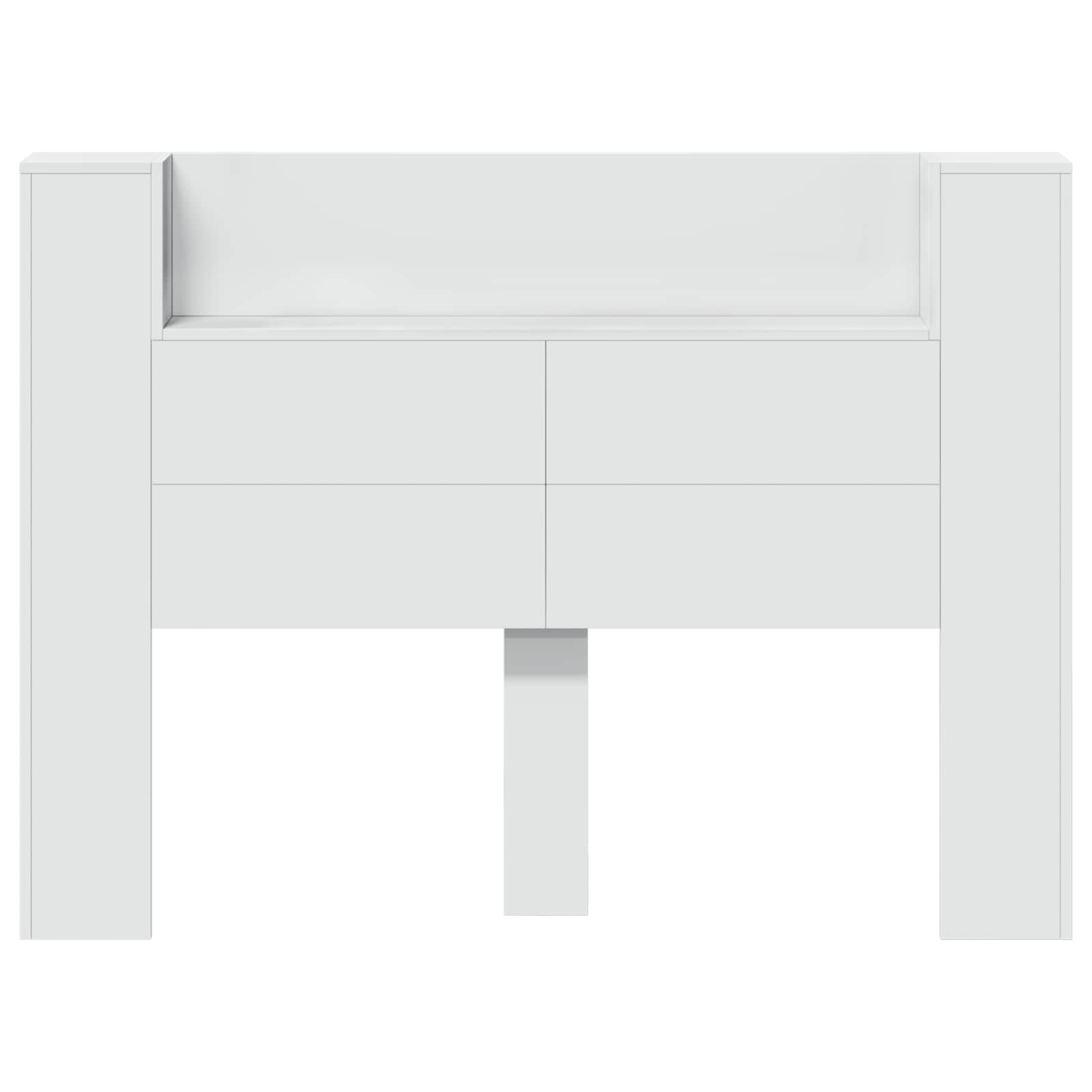 vidaXL Kopfteil-Schrank mit LED mit Regal Weiß 140 x 16,5 x 103,5 cm