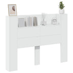 vidaXL Kopfteil-Schrank mit LED mit Regal Weiß 140 x 16,5 x 103,5 cm