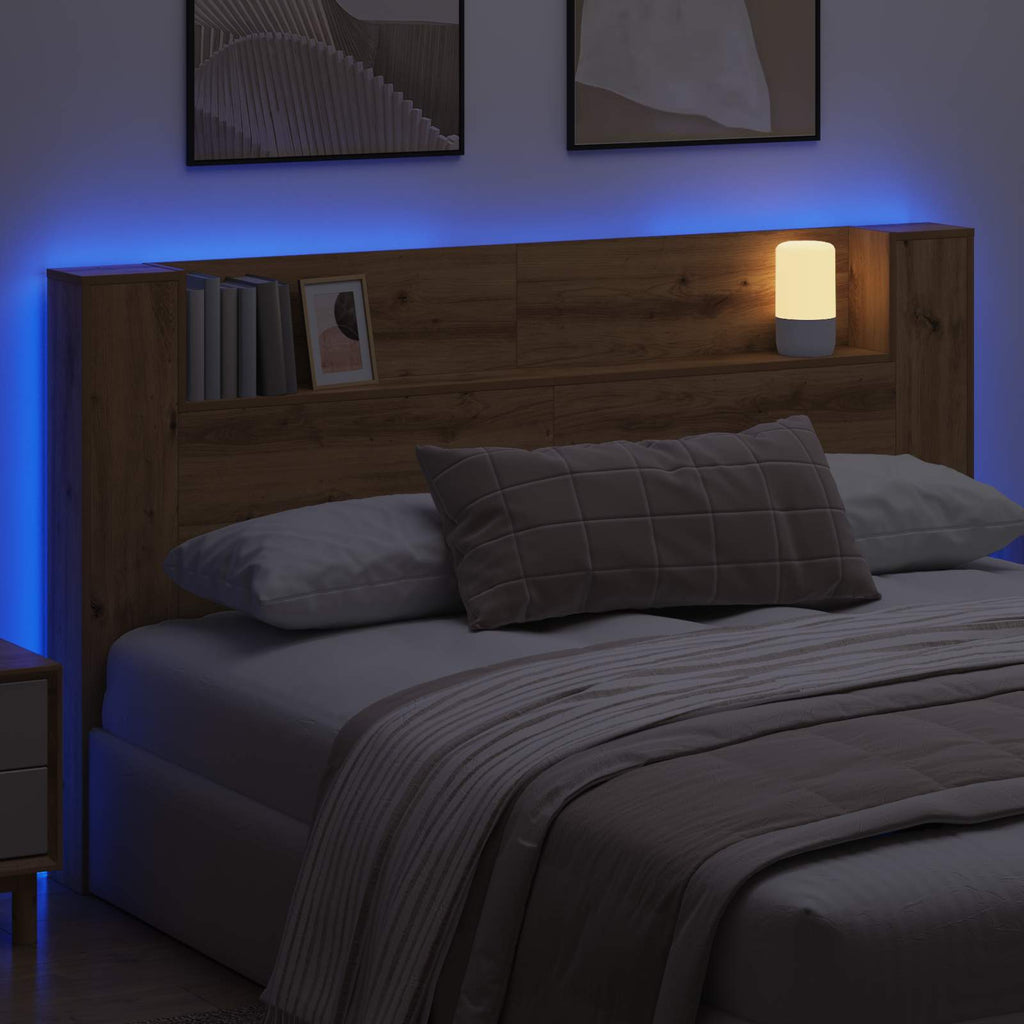 vidaXL Kopfteil-Schrank mit LED Kunsthandwerk Eiche Holzwerkstoff