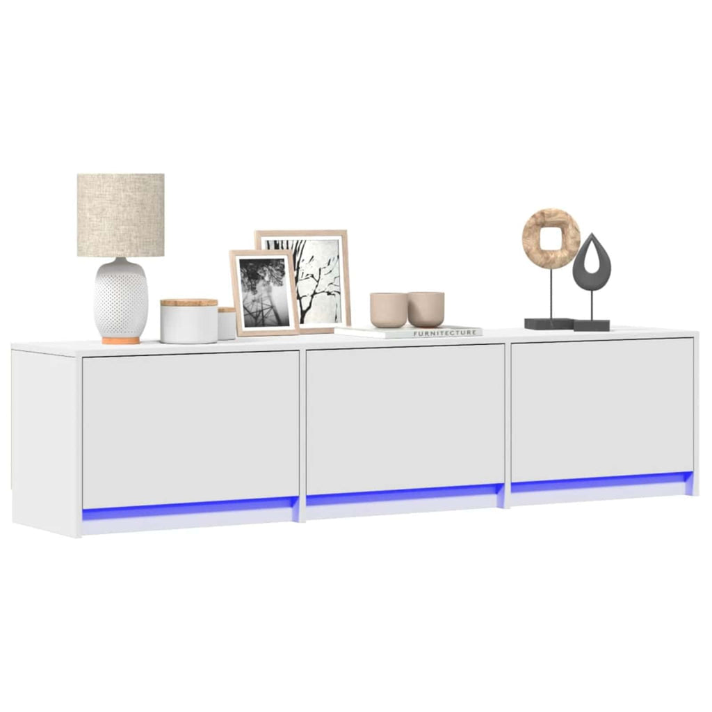 vidaXL TV-Schränk mit LED Weiß 165 x 34 x 40 cm Holzwerkstoff