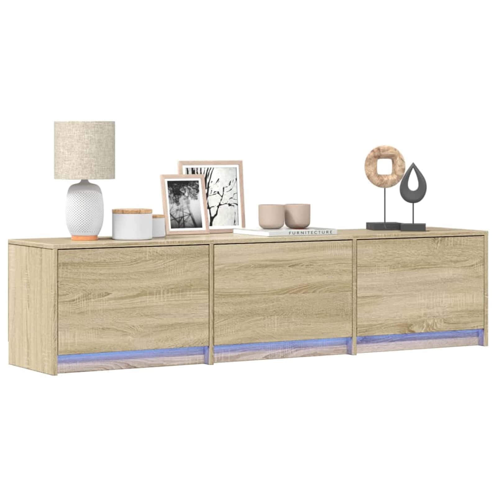 vidaXL TV-Schränk mit LED Sonoma 165 x 34 x 40 cm Holzwerkstoff