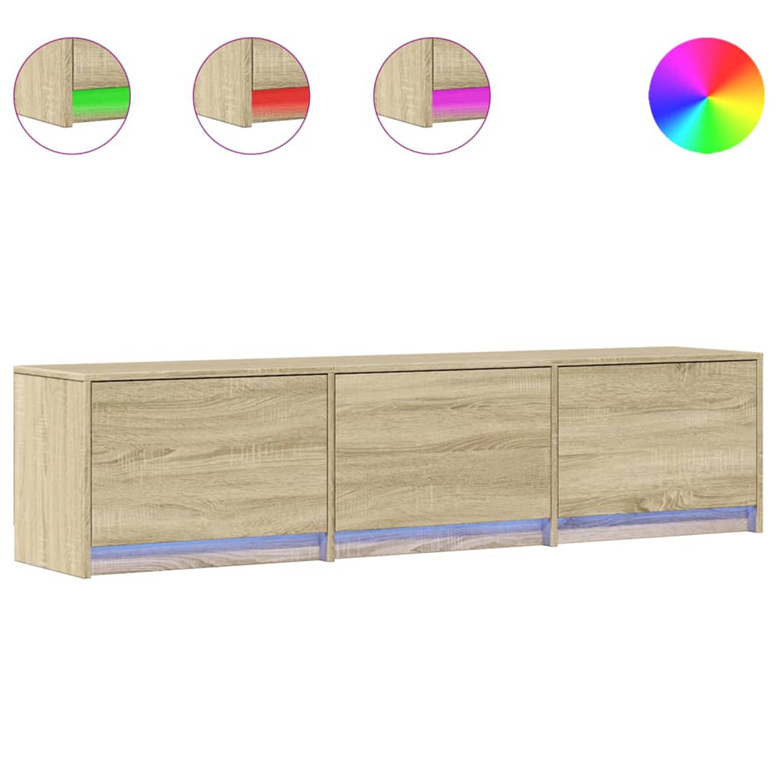 vidaXL TV-Schränk mit LED Sonoma 165 x 34 x 40 cm Holzwerkstoff
