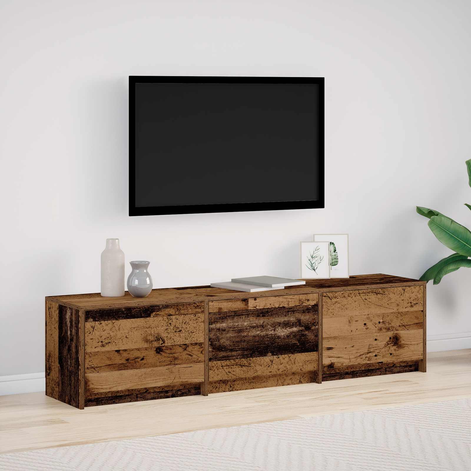vidaXL TV-Schränk mit LED Altholz 165 x 34 x 40 cm Holzwerkstoff