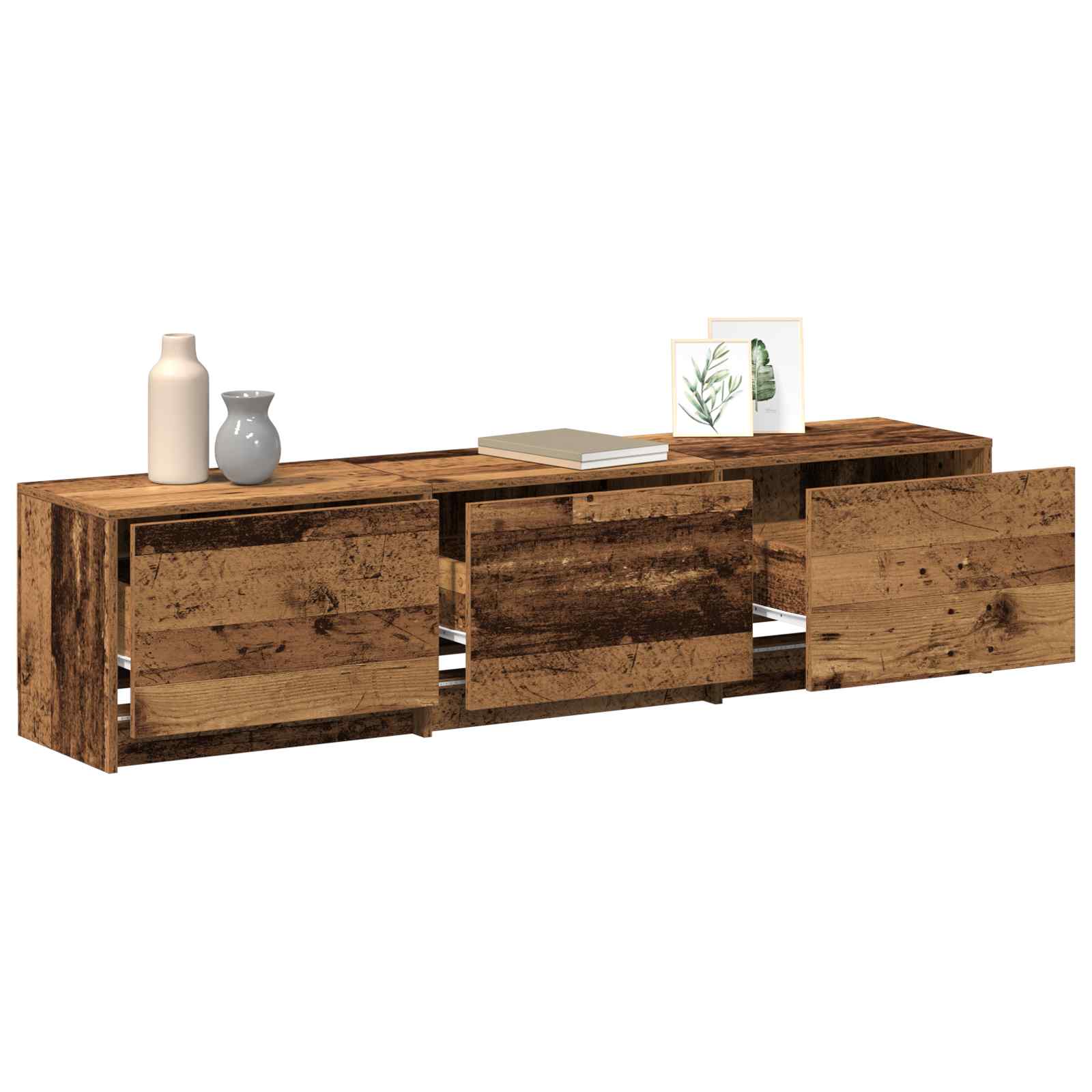 vidaXL TV-Schränk mit LED Altholz 165 x 34 x 40 cm Holzwerkstoff