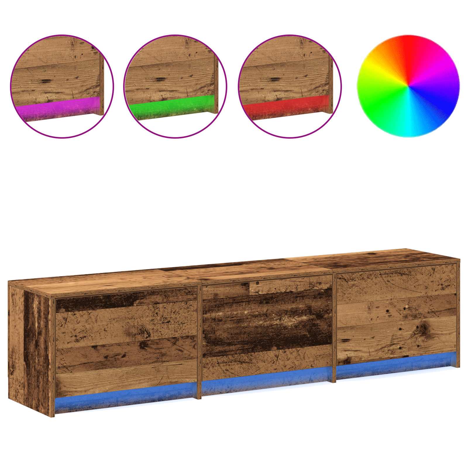 vidaXL TV-Schränk mit LED Altholz 165 x 34 x 40 cm Holzwerkstoff
