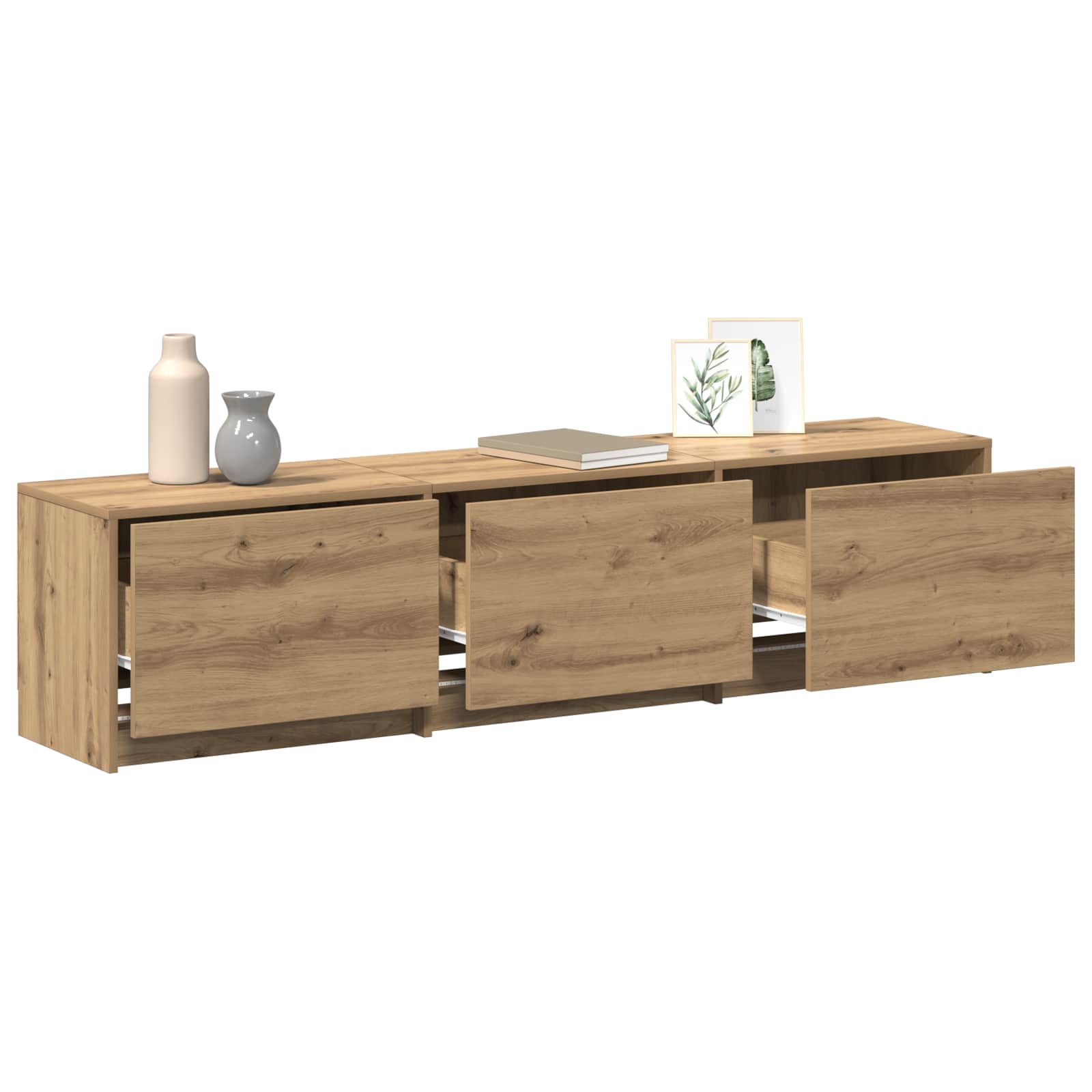 vidaXL TV-Schränk mit LED Artisan-Eiche 165 x 34 x 40 cm Holzwerkstoff