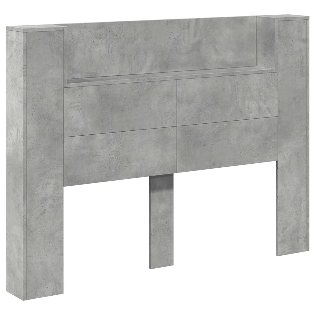 vidaXL Kopfteil-Schrank mit LED mit Regal Beton 140 x 16,5 x 103,5 cm