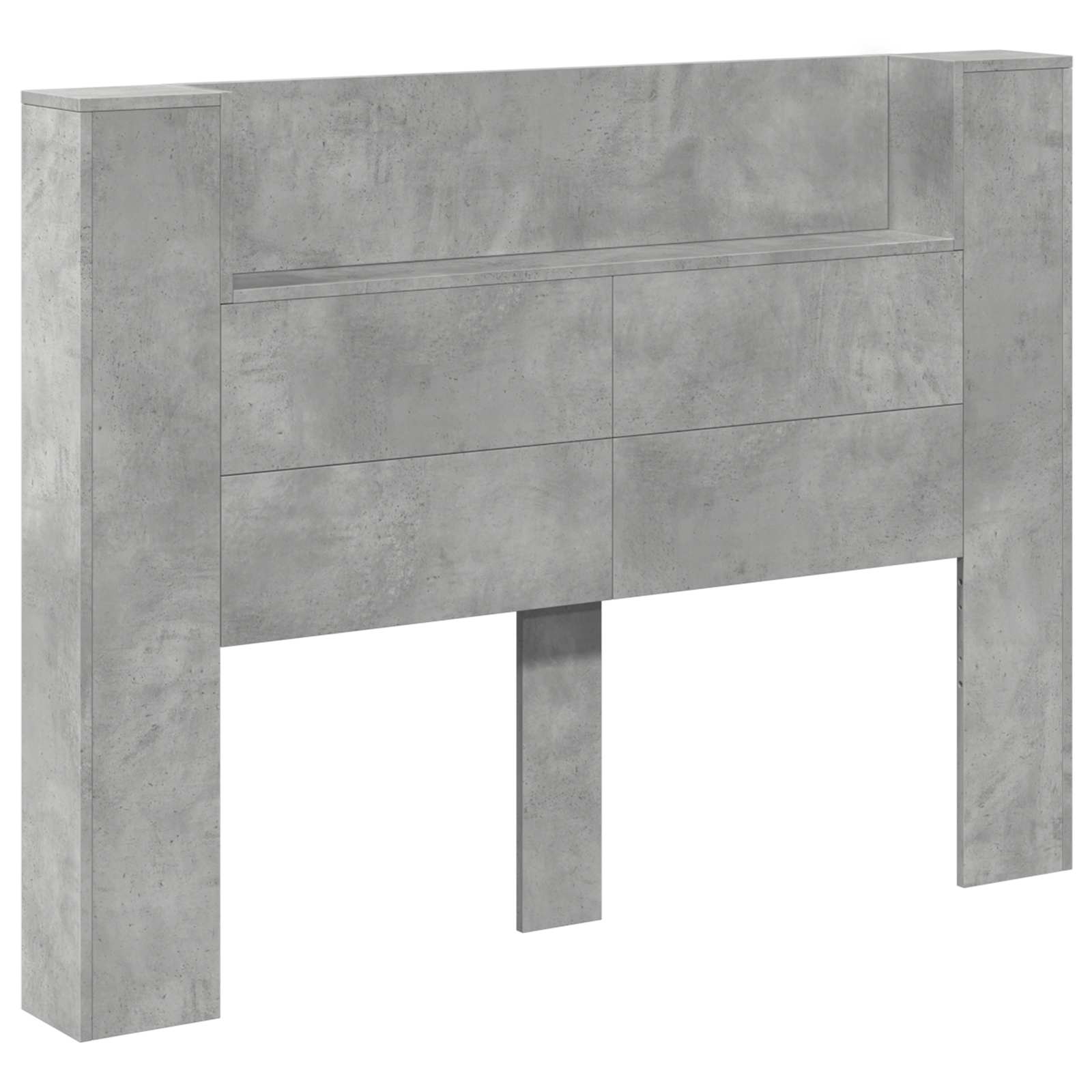 vidaXL Kopfteil-Schrank mit LED mit Regal Beton 140 x 16,5 x 103,5 cm