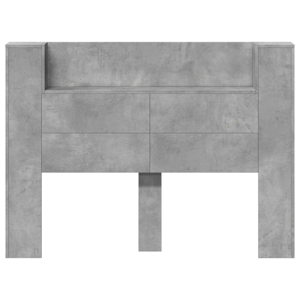 vidaXL Kopfteil-Schrank mit LED mit Regal Beton 140 x 16,5 x 103,5 cm