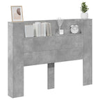 vidaXL Kopfteil-Schrank mit LED mit Regal Beton 140 x 16,5 x 103,5 cm