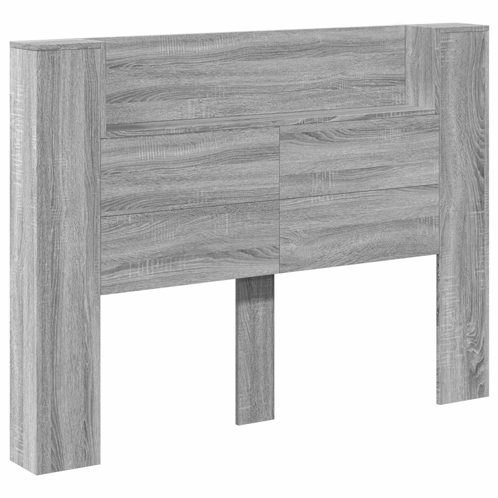 vidaXL Kopfteil-Schrank mit LED Graues Sonoma 140 x 16,5 x 103,5 cm