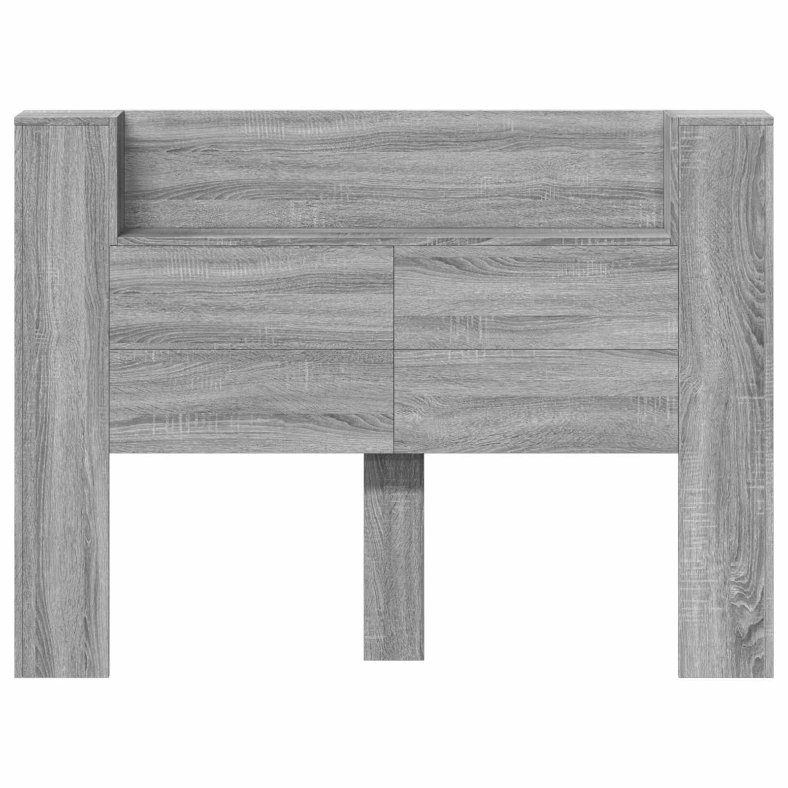 vidaXL Kopfteil-Schrank mit LED Graues Sonoma 140 x 16,5 x 103,5 cm
