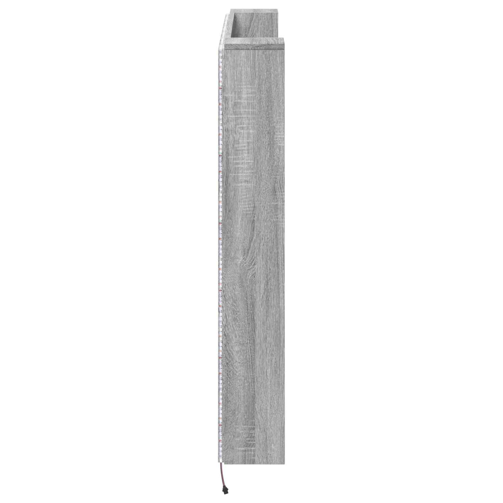 vidaXL Kopfteil-Schrank mit LED Graues Sonoma 140 x 16,5 x 103,5 cm