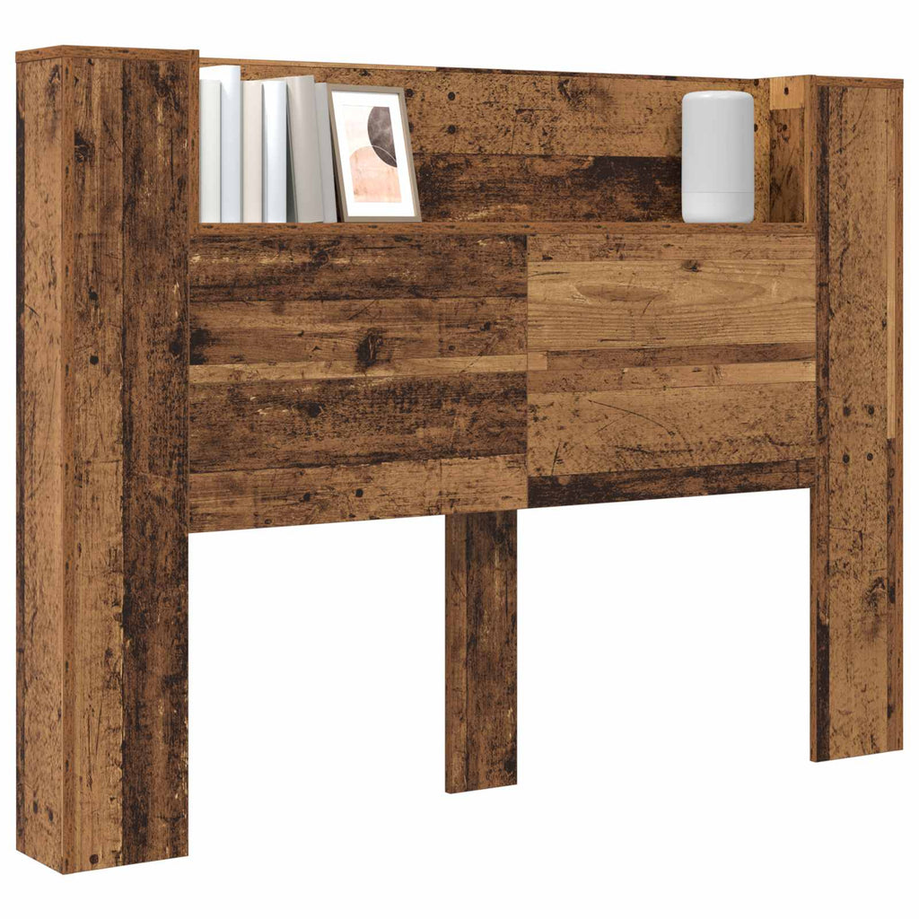 vidaXL Kopfteil-Schrank mit LED Altholz 140 x 16,5 x 103,5 cm