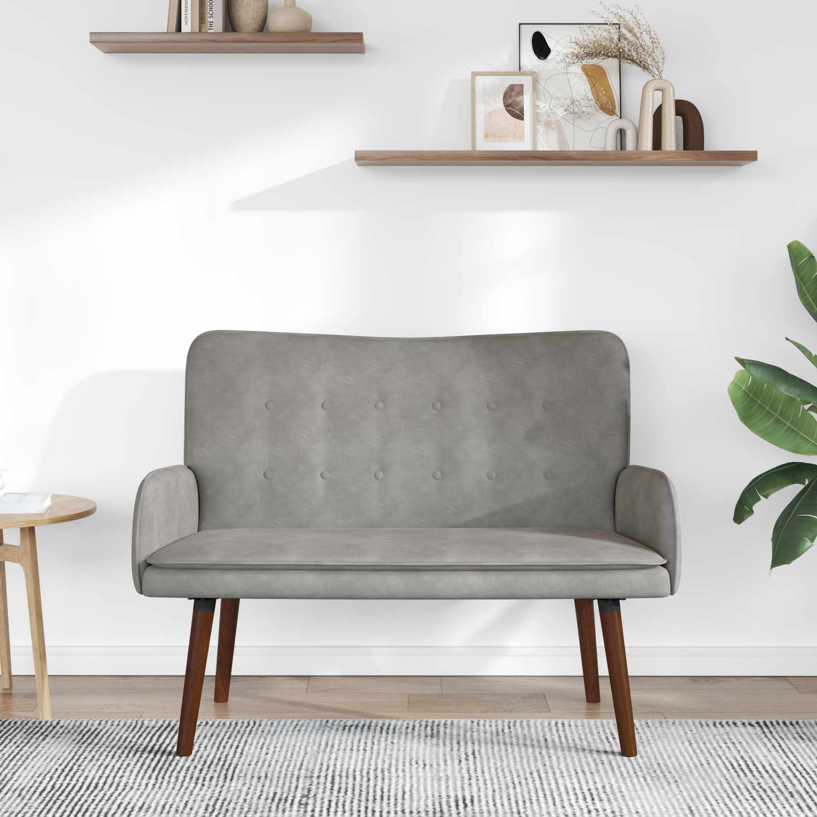 vidaXL Zweisitzer Sofa Hellgrau 115 x 61 x 87 cm Samt