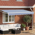 vidaXL Manuelle Gelenkarmmarkise mit LEDs Blau und Weiß 2,5 x 2 m