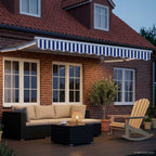vidaXL Manuelle Gelenkarmmarkise mit LEDs Blau und Weiß 2,5 x 2 m