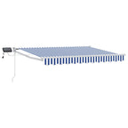 vidaXL Manuelle Gelenkarmmarkise mit LEDs Blau und Weiß 2,5 x 2 m