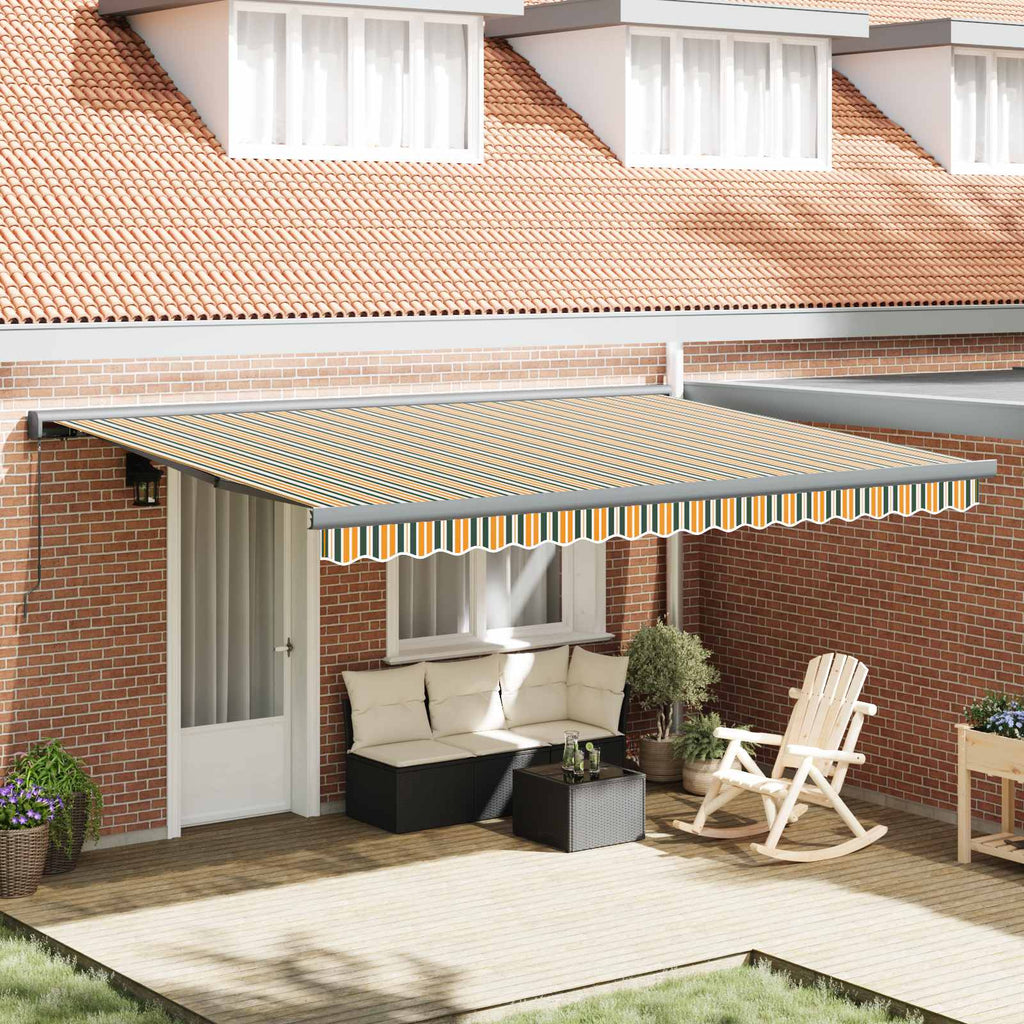 vidaXL Einziehbare Markise Grün und Gelb 4 x 3 m Leinen und Aluminium