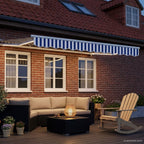 vidaXL Manueller Markisenrahmen mit LEDs Blau und Weiß 2,5 x 2 m