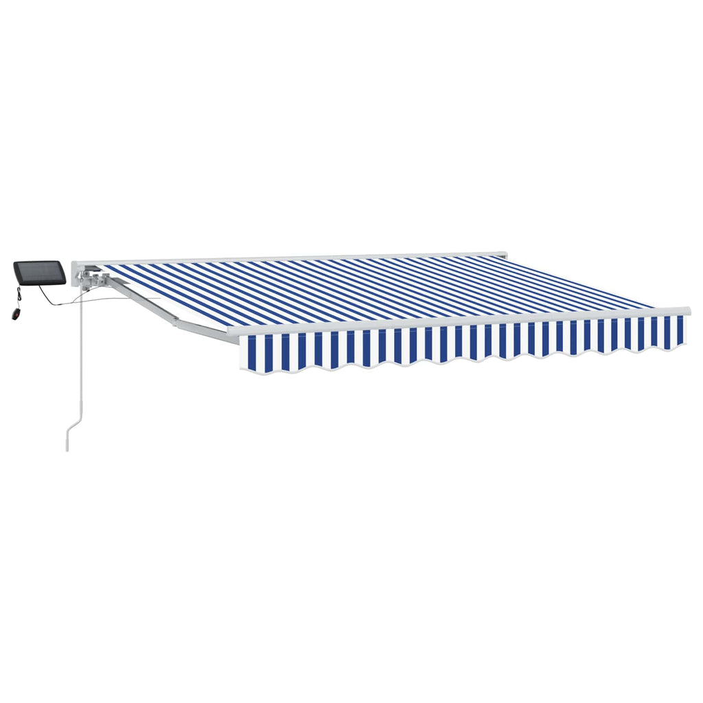 vidaXL Manueller Markisenrahmen mit LEDs Blau und Weiß 2,5 x 2 m
