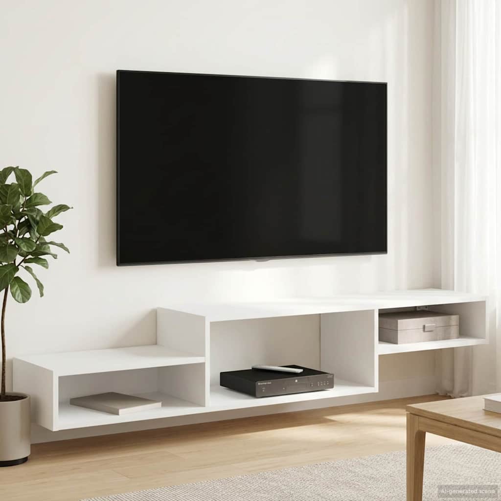 vidaXL Wandmontierter TV-Schrank Wandhalterung Weiß 150 x 28 x 26 cm