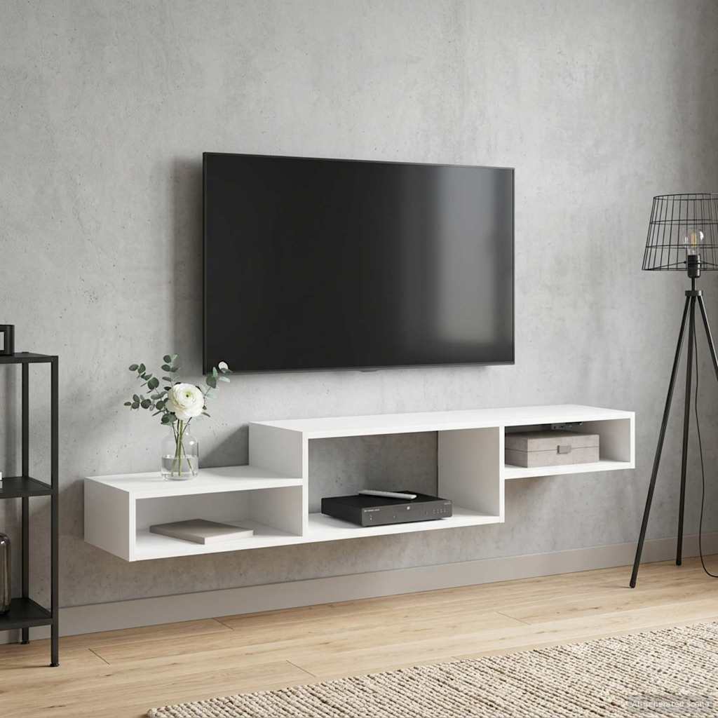 vidaXL Wandmontierter TV-Schrank Wandhalterung Weiß 150 x 28 x 26 cm
