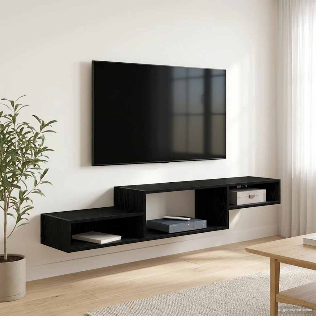 vidaXL Wandmontierter TV-Schrank Wandhalterung Schwarze Eiche