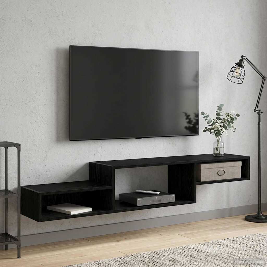 vidaXL Wandmontierter TV-Schrank Wandhalterung Schwarze Eiche