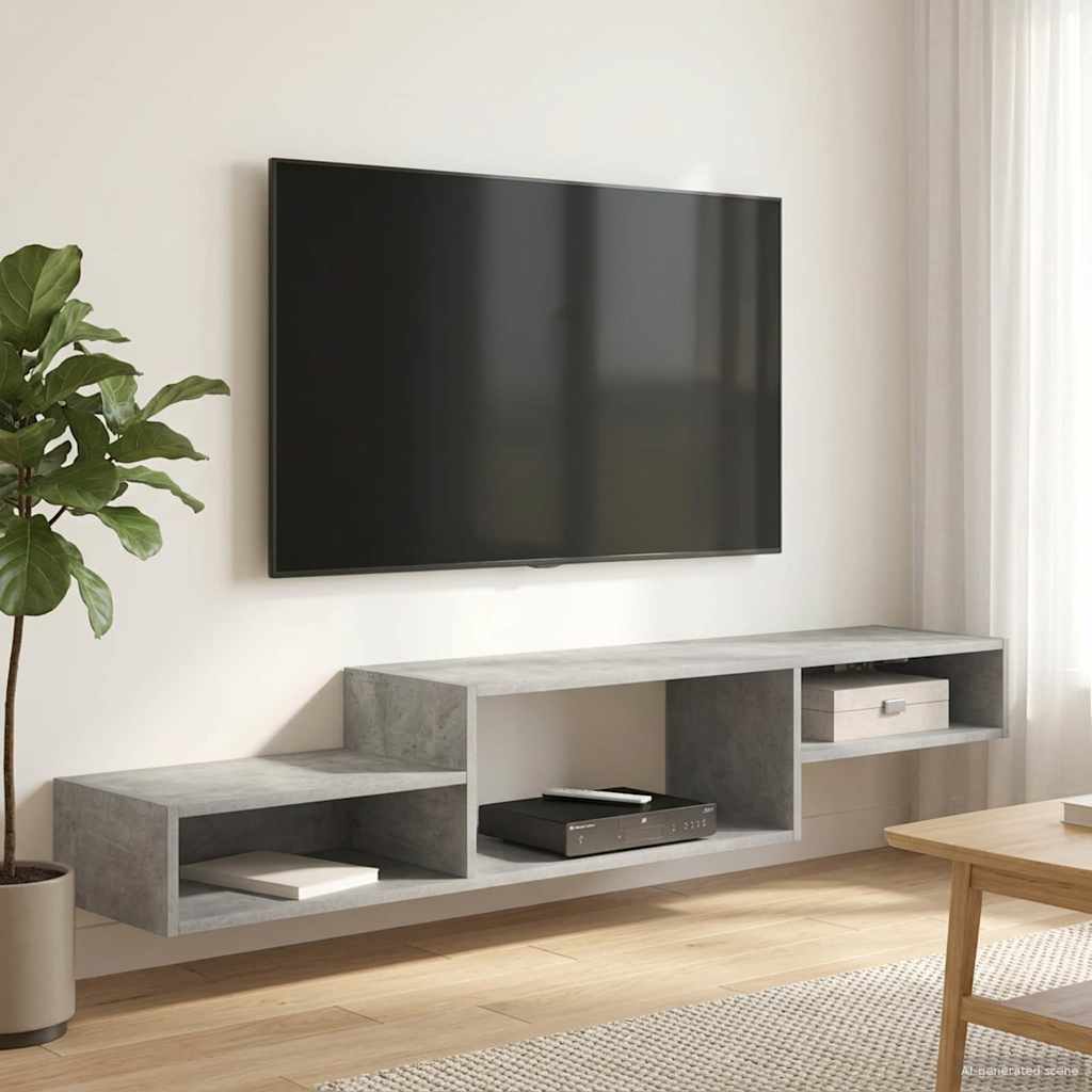 vidaXL Wandmontierter TV-Schrank Wandhalterung Betongrau