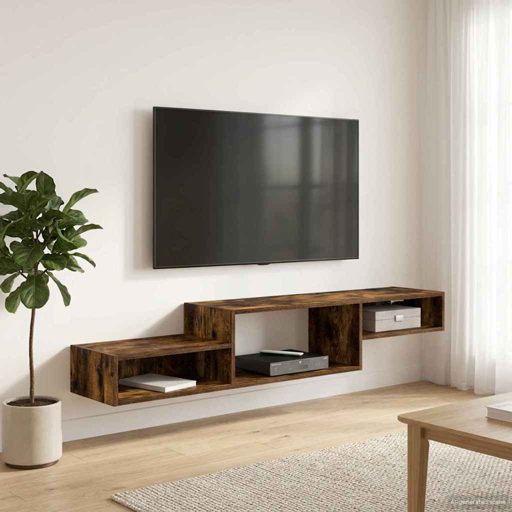vidaXL Wandmontierter TV-Schrank Wandhalterung Geräucherte Eiche