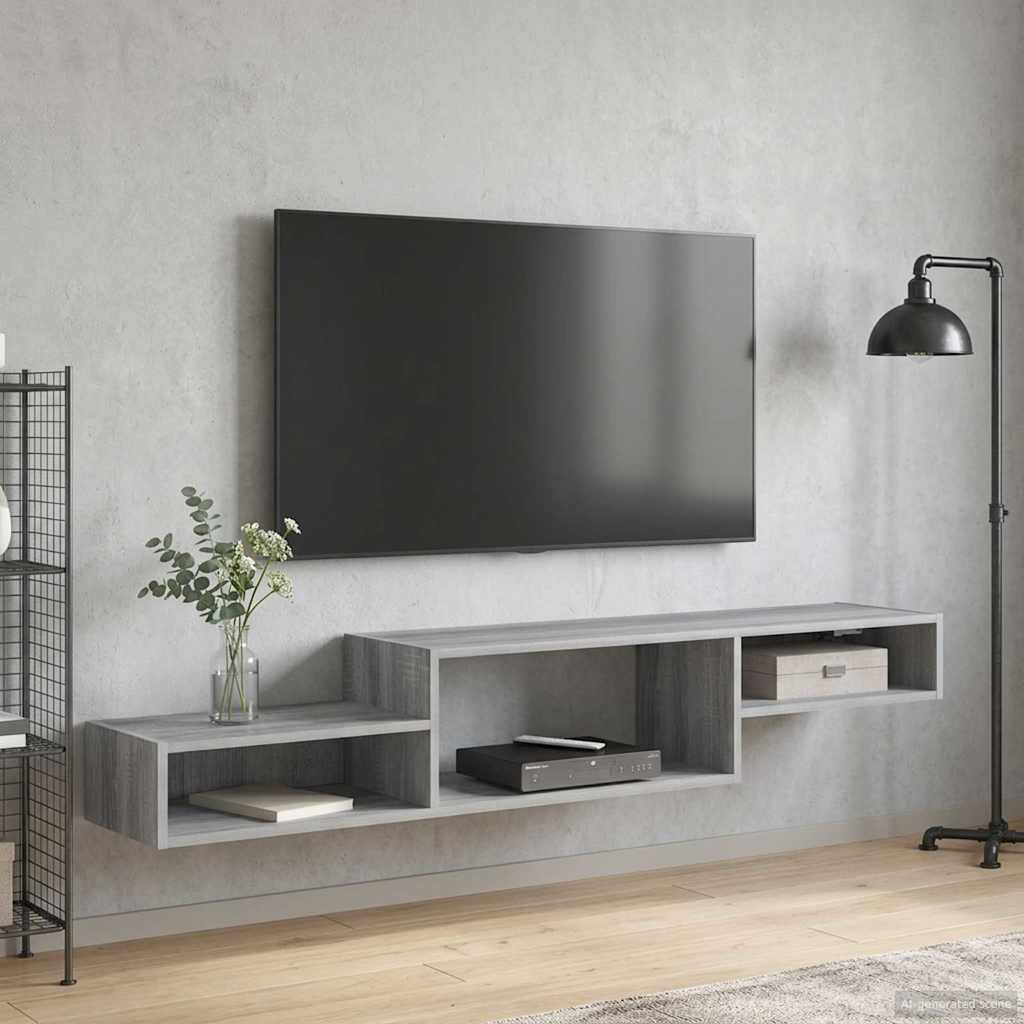 vidaXL Wandmontierter TV-Schrank Wandhalterung Grau Sonoma