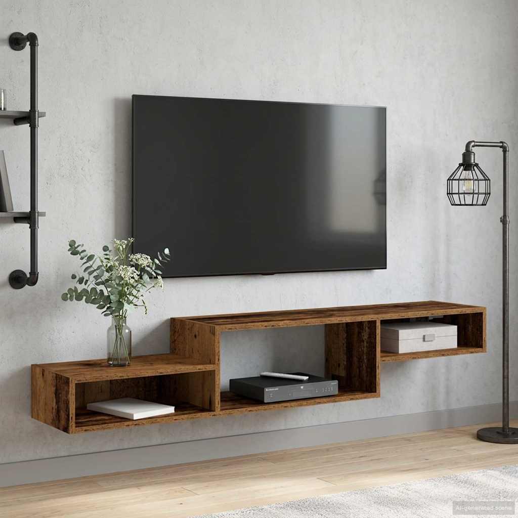 vidaXL Wandmontierter TV-Schrank Wandhalterung Altholz
