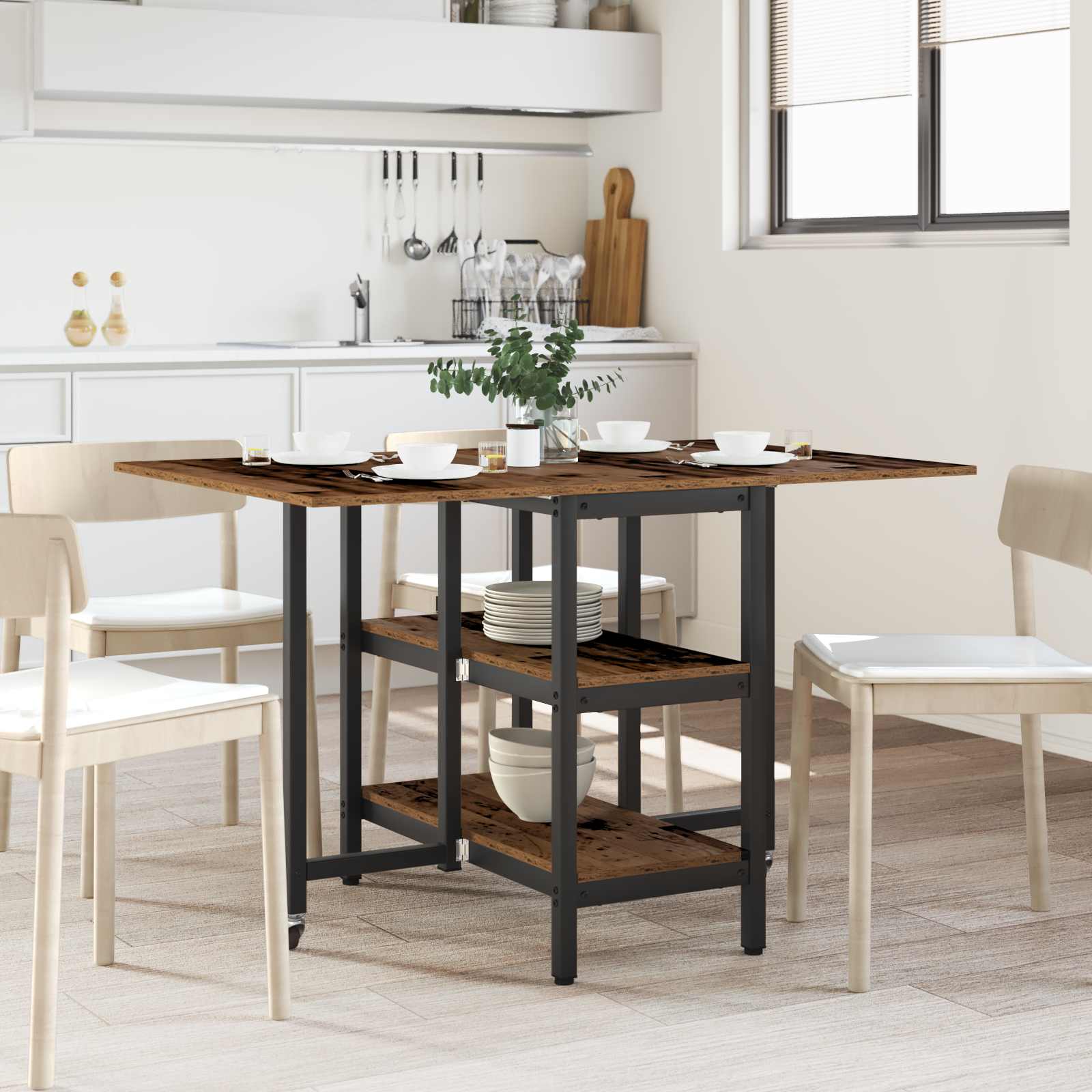 vidaXL Esstisch 115 x 70 x 75 cm Holzwerkstoff Altholz Rechtwinklig