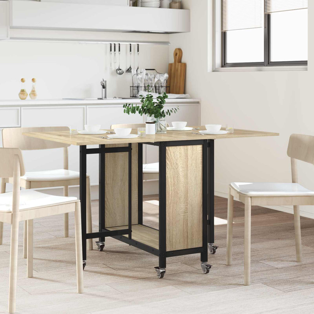 vidaXL Faltbarer Esstisch mit Rollen 130 x 80 x 76,5 cm Stahl PB