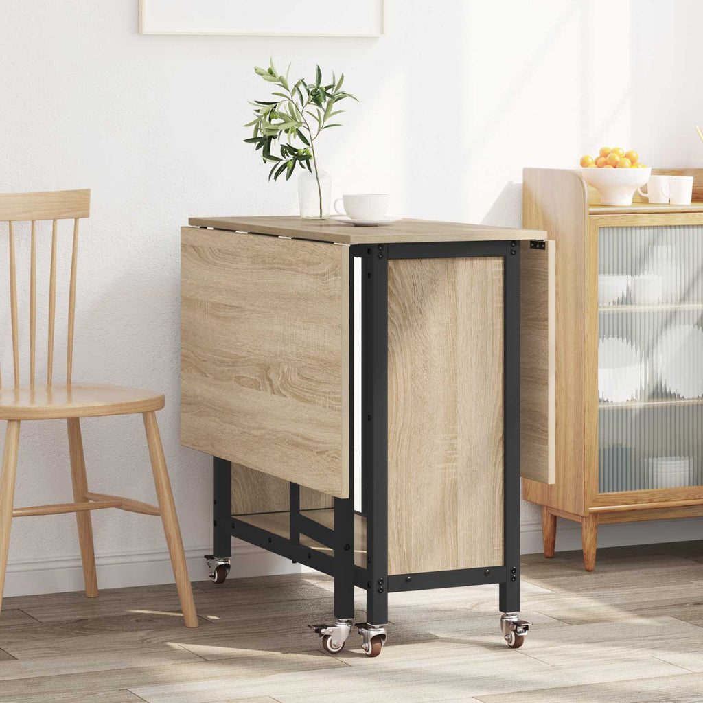 vidaXL Faltbarer Esstisch mit Rollen 130 x 80 x 76,5 cm Stahl PB
