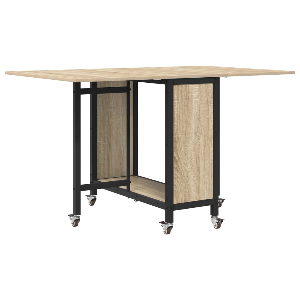 vidaXL Faltbarer Esstisch mit Rollen 130 x 80 x 76,5 cm Stahl PB