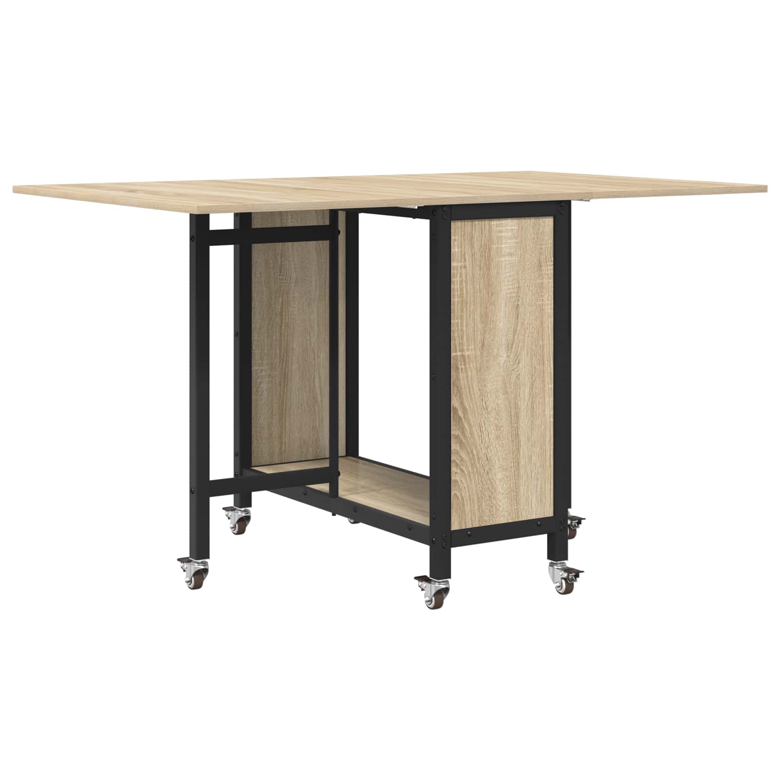 vidaXL Faltbarer Esstisch mit Rollen 130 x 80 x 76,5 cm Stahl PB