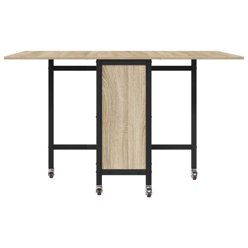 vidaXL Faltbarer Esstisch mit Rollen 130 x 80 x 76,5 cm Stahl PB