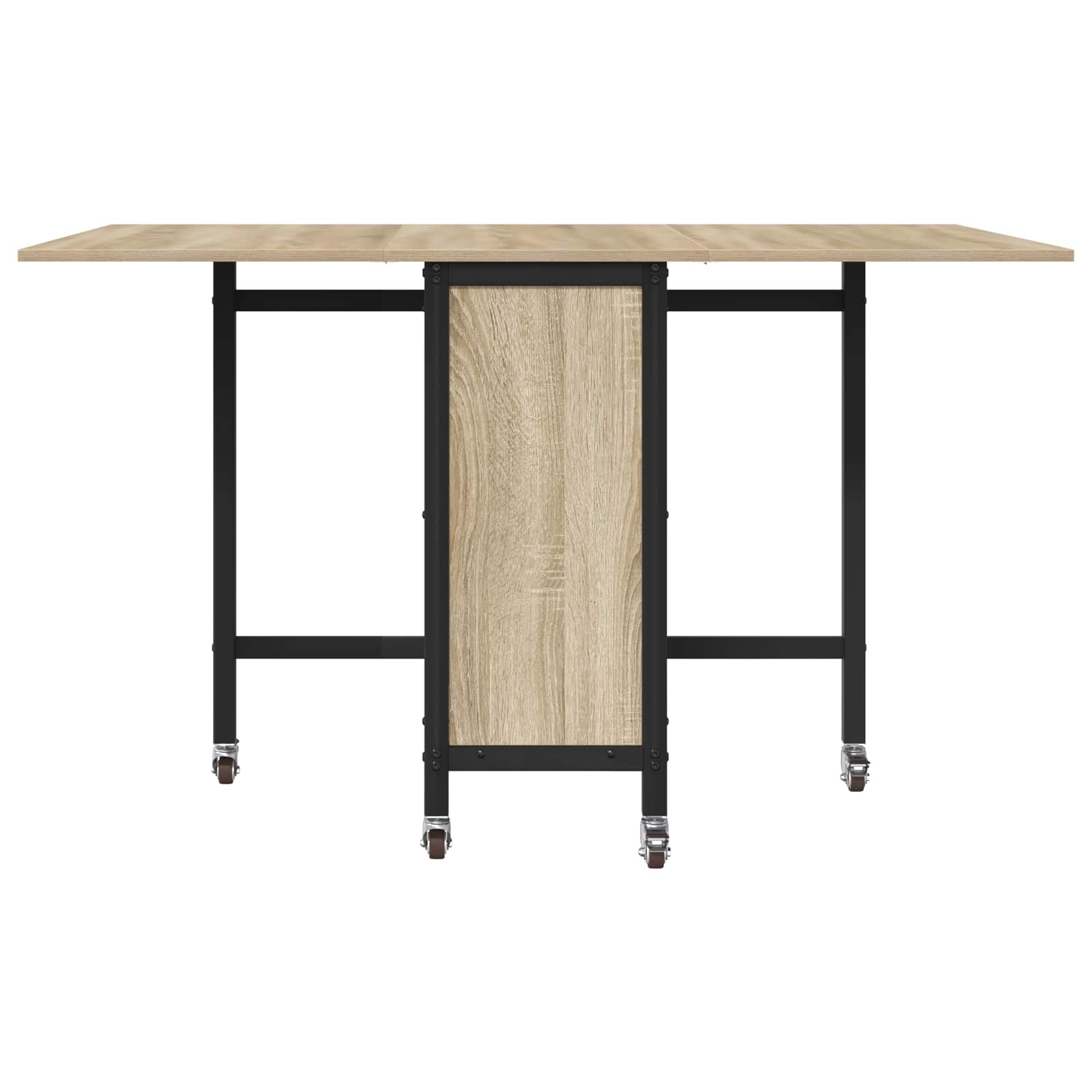 vidaXL Faltbarer Esstisch mit Rollen 130 x 80 x 76,5 cm Stahl PB