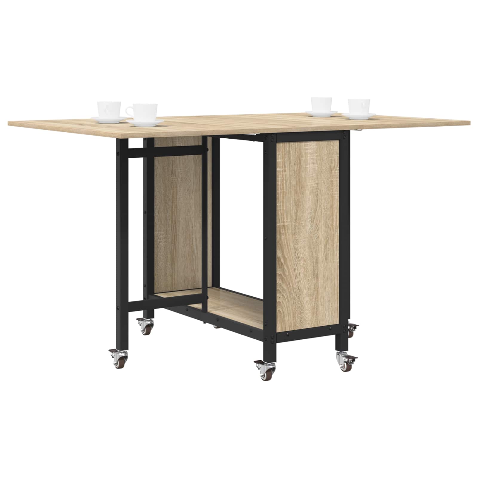 vidaXL Faltbarer Esstisch mit Rollen 130 x 80 x 76,5 cm Stahl PB