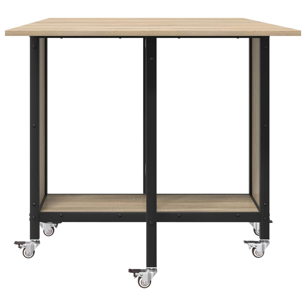 vidaXL Faltbarer Esstisch mit Rollen 130 x 80 x 76,5 cm Stahl PB