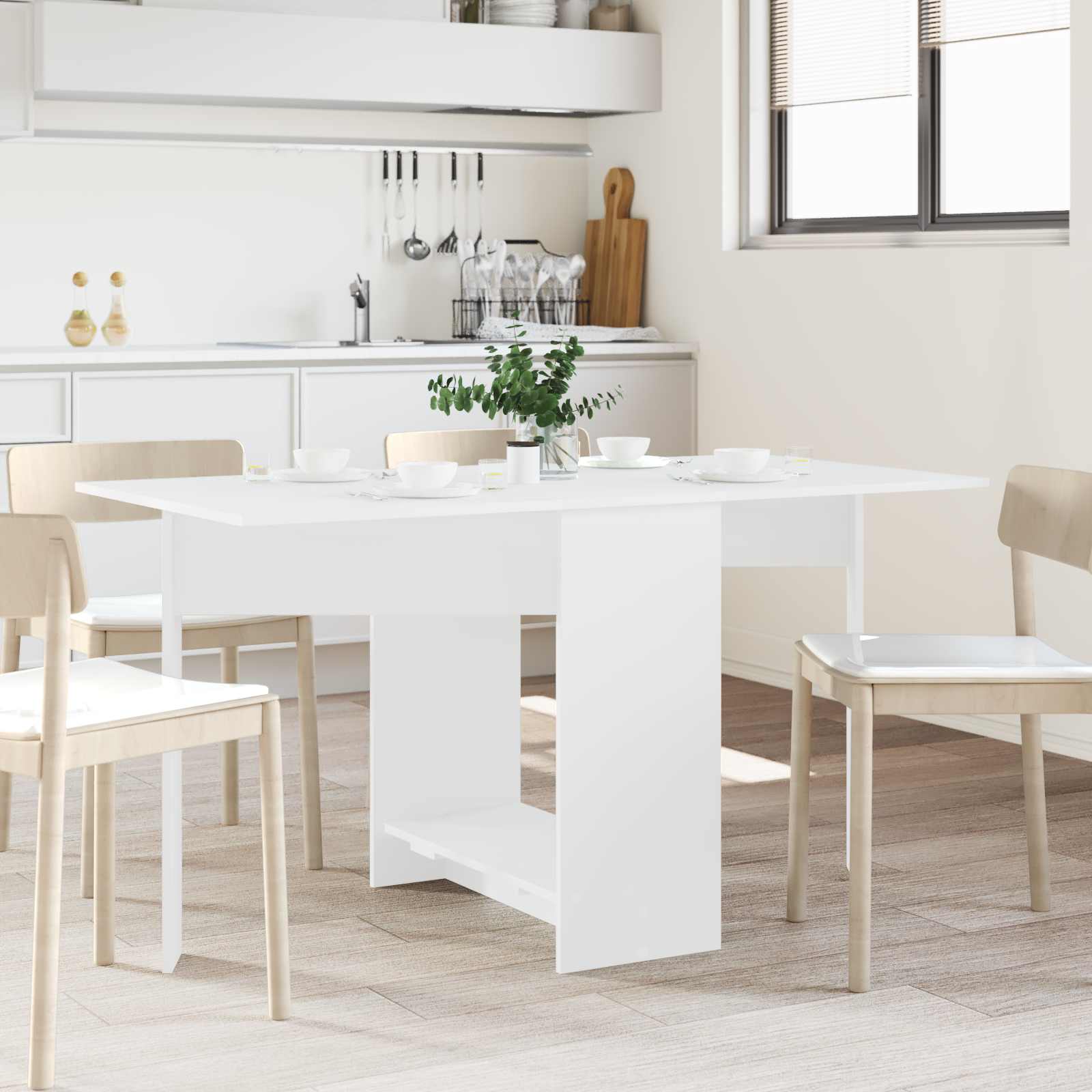vidaXL Esstisch 115 x 70 x 75 cm Holzwerkstoff Weiß Rechtwinklig