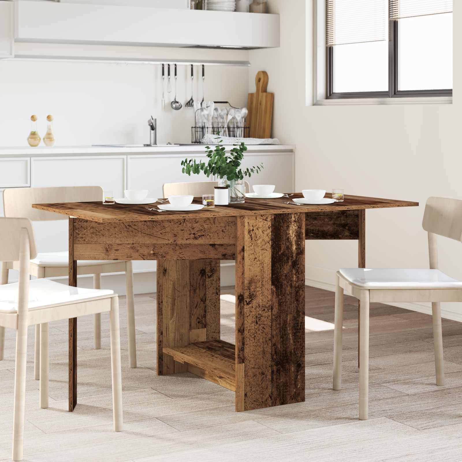 vidaXL Esstisch 115 x 70 x 75 cm Holzwerkstoff Altholz Rechtwinklig