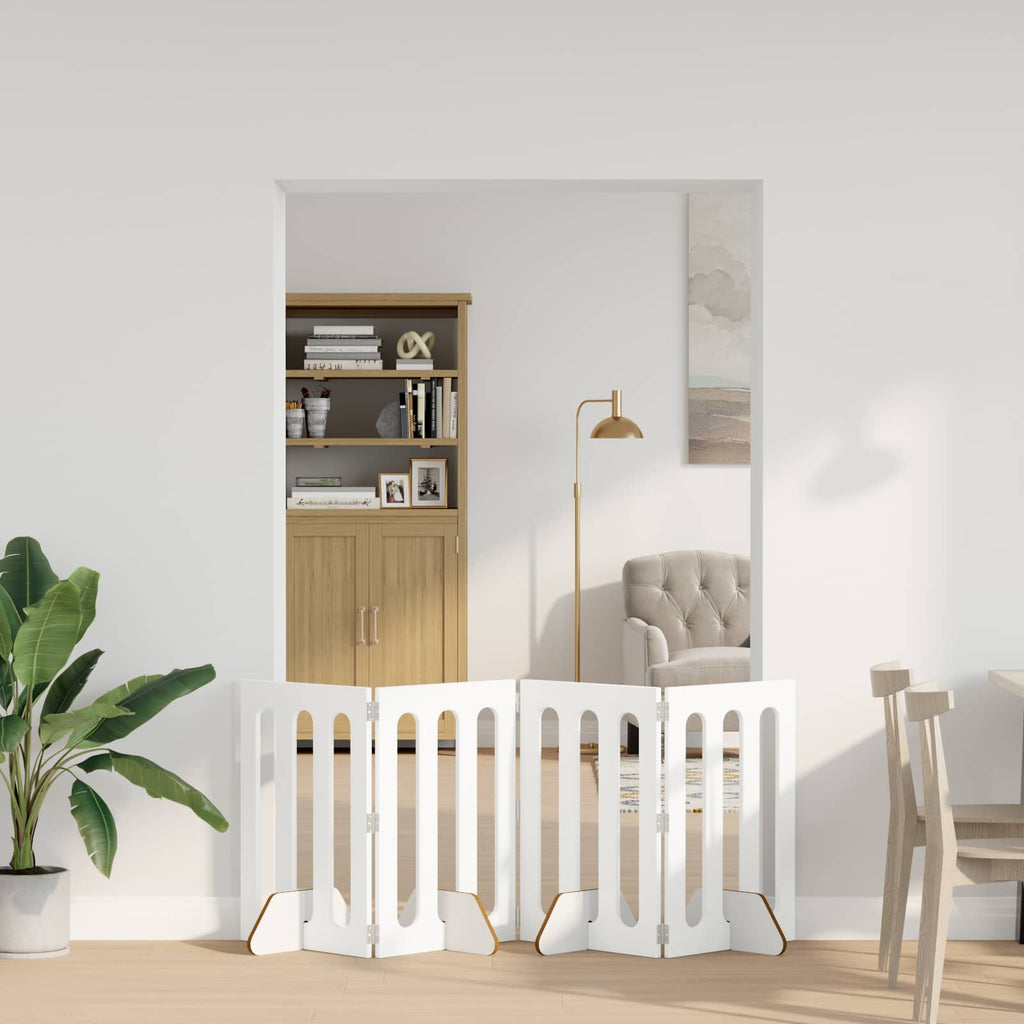 vidaXL Faltbarer Haustierzaun 4 pcs Weiß 201 x 38 x 70 cm