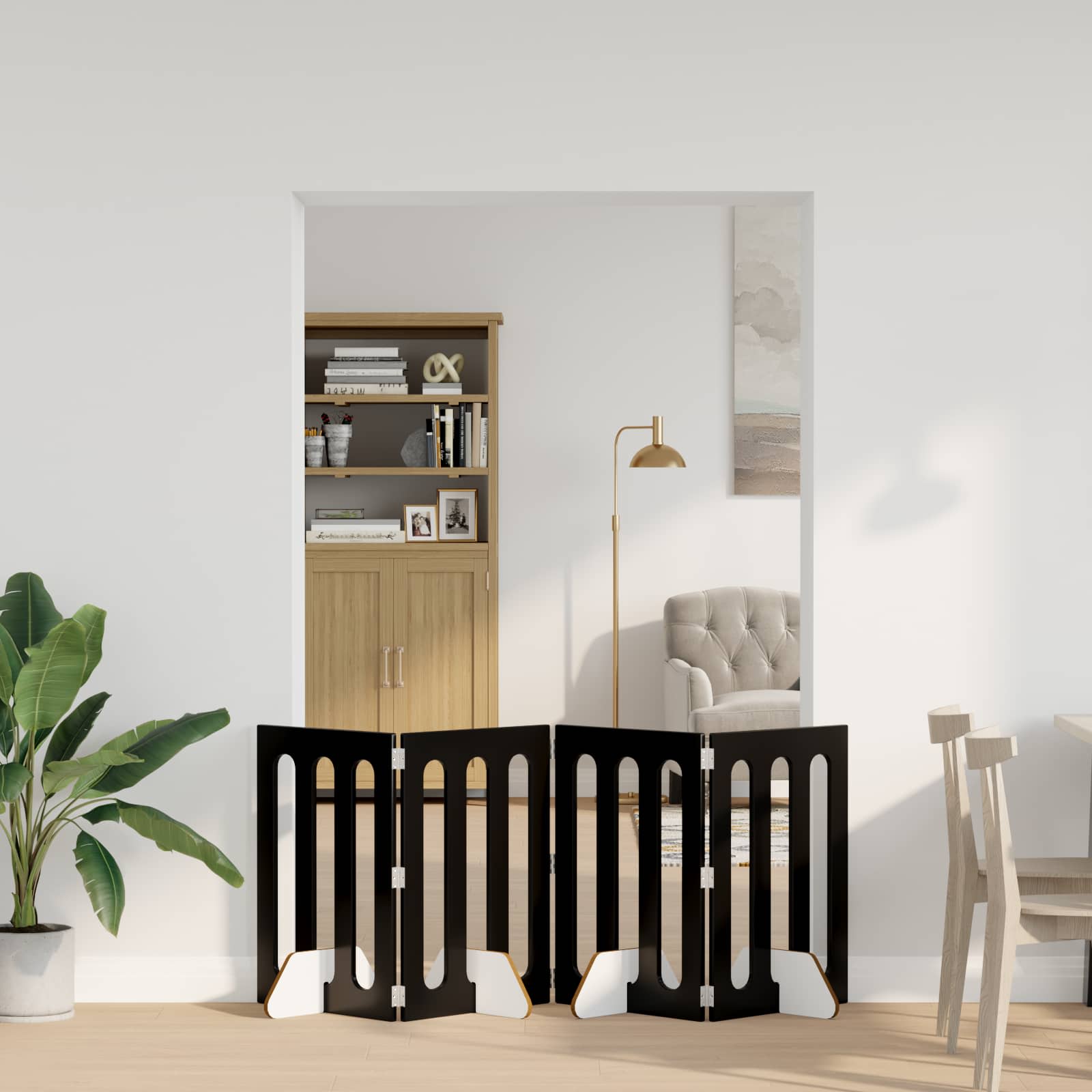 vidaXL Faltbarer Haustierzaun 4 pcs Schwarze Eiche 201 x 38 x 70 cm