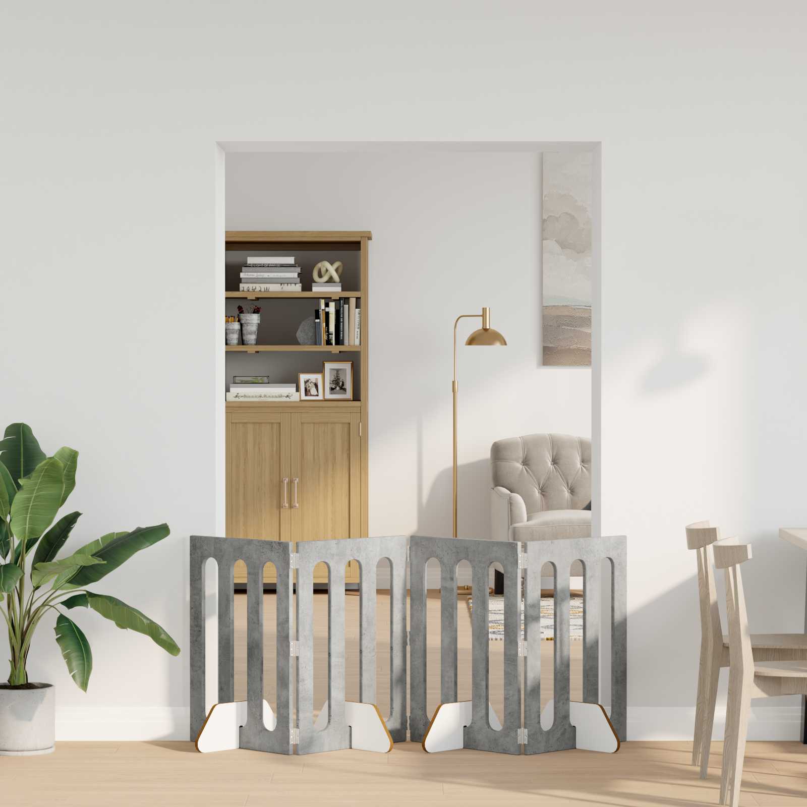 vidaXL Faltbarer Haustierzaun 4 pcs Betongrau 201 x 38 x 70 cm