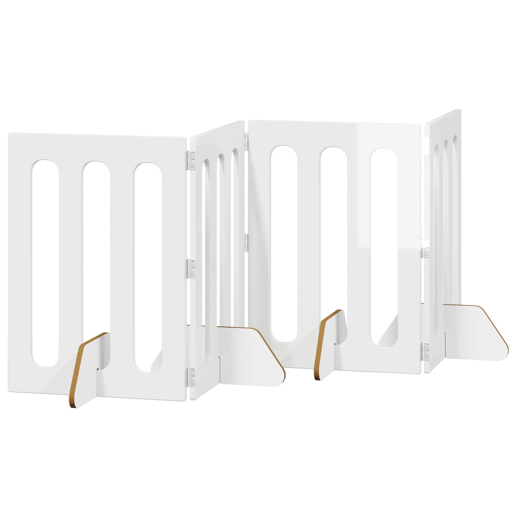vidaXL Faltbarer Haustierzaun 4 pcs Hochglanz Weiß 201 x 38 x 70 cm