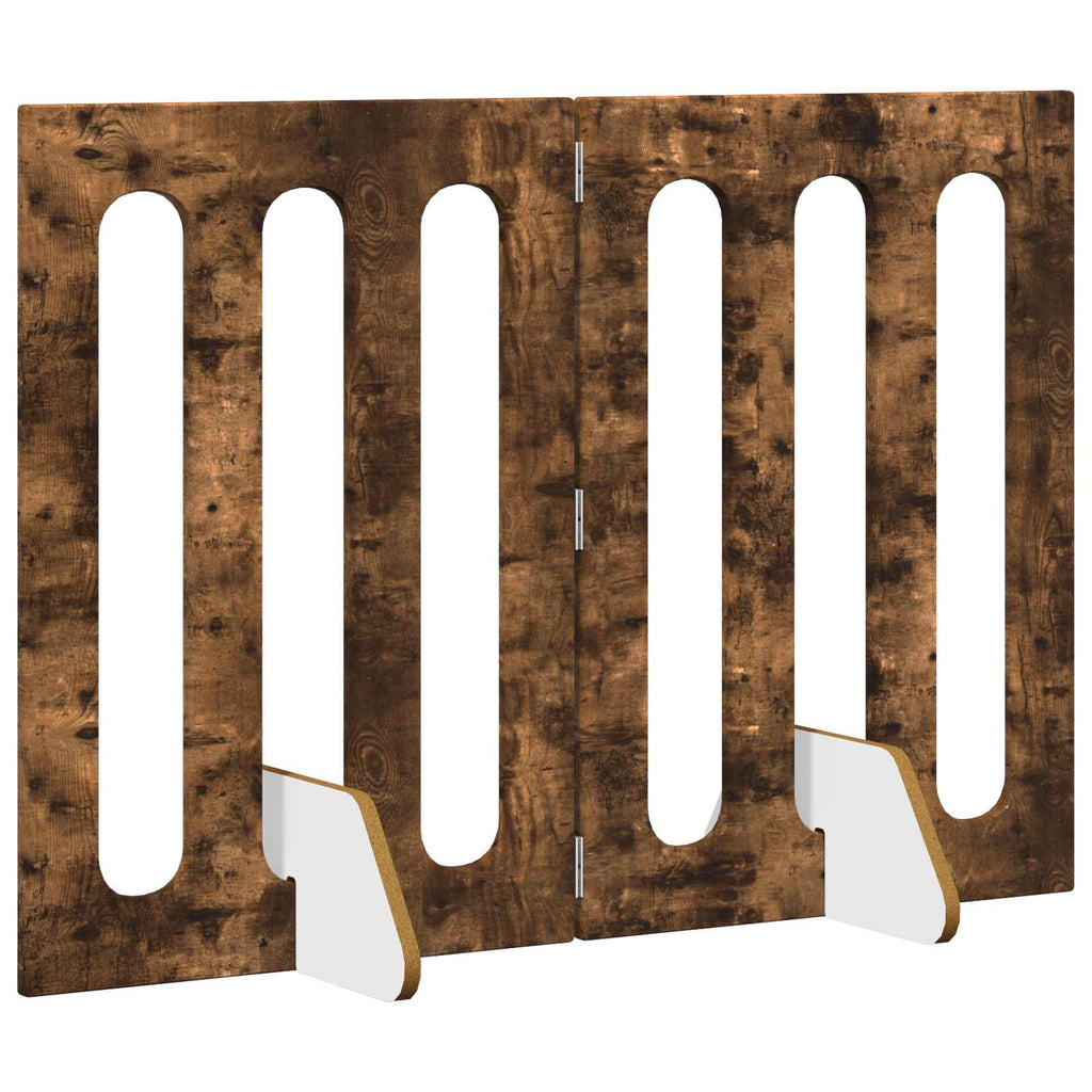 vidaXL Faltbarer Haustierzaun 2 pcs Geräucherte Eiche Holzwerkstoff