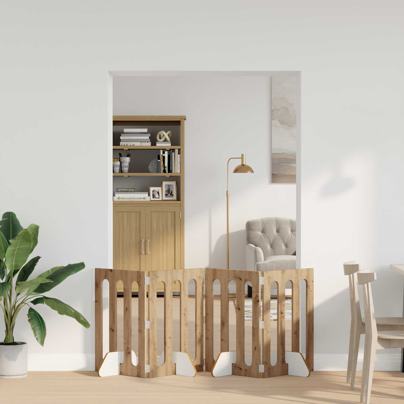 vidaXL Faltbarer Haustierzaun 4 pcs Artisan-Eiche 201 x 38 x 70 cm